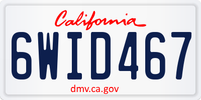 CA license plate 6WID467