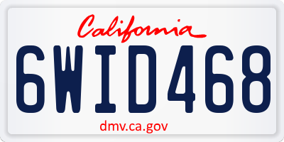 CA license plate 6WID468