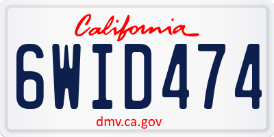CA license plate 6WID474