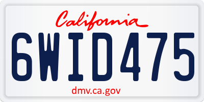 CA license plate 6WID475