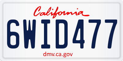 CA license plate 6WID477