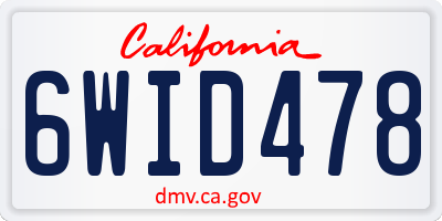 CA license plate 6WID478