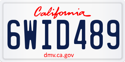 CA license plate 6WID489