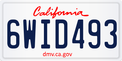 CA license plate 6WID493