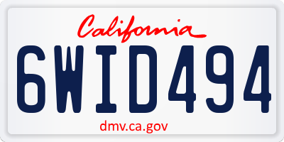 CA license plate 6WID494