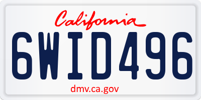 CA license plate 6WID496