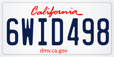 CA license plate 6WID498