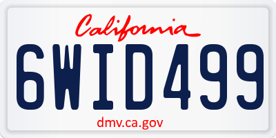 CA license plate 6WID499