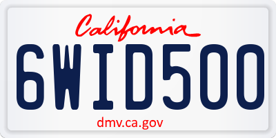 CA license plate 6WID500