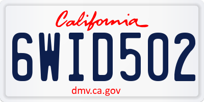 CA license plate 6WID502