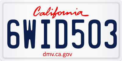 CA license plate 6WID503