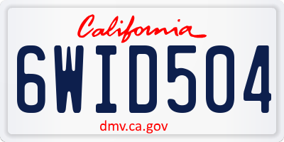 CA license plate 6WID504