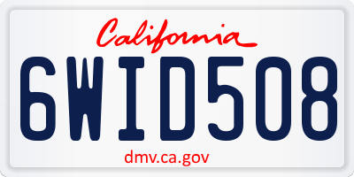 CA license plate 6WID508