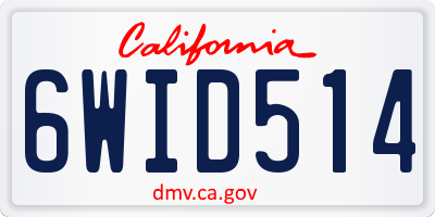 CA license plate 6WID514
