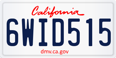 CA license plate 6WID515