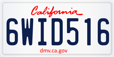 CA license plate 6WID516