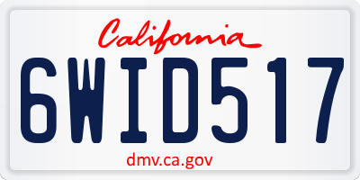 CA license plate 6WID517