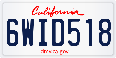 CA license plate 6WID518