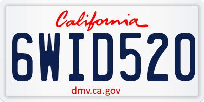 CA license plate 6WID520