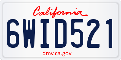 CA license plate 6WID521