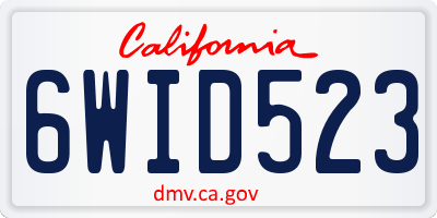 CA license plate 6WID523