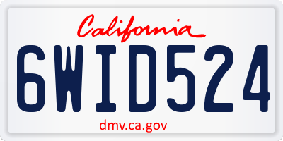 CA license plate 6WID524