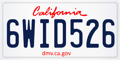 CA license plate 6WID526