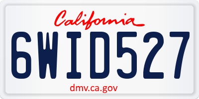 CA license plate 6WID527