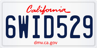 CA license plate 6WID529