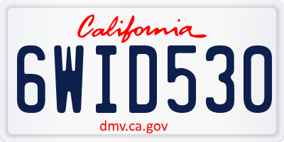 CA license plate 6WID530