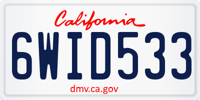 CA license plate 6WID533