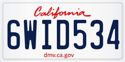 CA license plate 6WID534