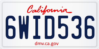CA license plate 6WID536