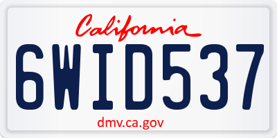 CA license plate 6WID537