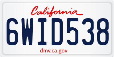 CA license plate 6WID538