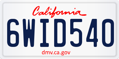 CA license plate 6WID540