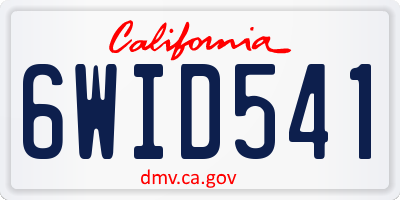 CA license plate 6WID541