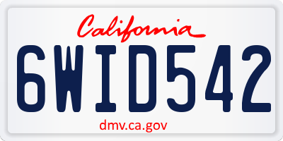 CA license plate 6WID542
