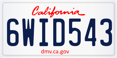 CA license plate 6WID543