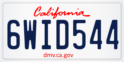 CA license plate 6WID544