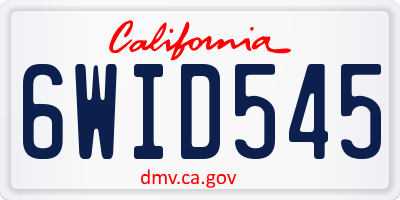 CA license plate 6WID545