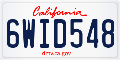 CA license plate 6WID548
