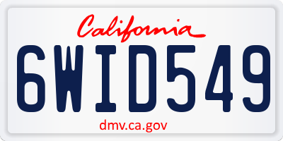 CA license plate 6WID549