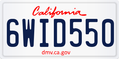 CA license plate 6WID550