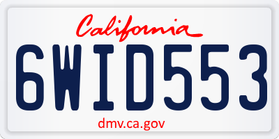 CA license plate 6WID553