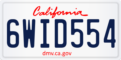 CA license plate 6WID554
