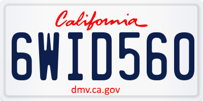 CA license plate 6WID560