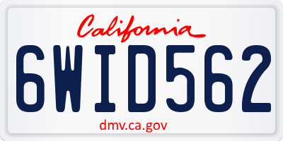 CA license plate 6WID562