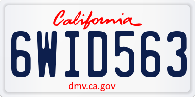CA license plate 6WID563