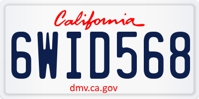 CA license plate 6WID568